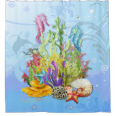 Rideaux De Douche Bleu de la vie marine tropicale (Devant)