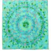 Rideaux De Douche Bleu de plage et Abstrait vert (Devant)