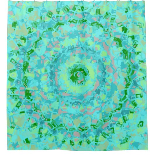 Rideaux De Douche Bleu de plage et Abstrait vert (Devant)