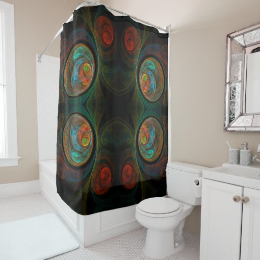 Rideaux De Douche Bleu de renaissance Art Abstrait (En situation)