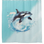 Rideaux De Douche Bleu et blanc Ocra Ocean Beach Nautique (Devant)