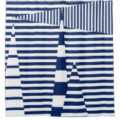 Rideaux De Douche Bleu et blanc sur bandes (Devant)