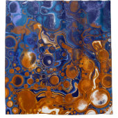 Rideaux De Douche Bleu et cuivre Art moderne Abstrait (Devant)