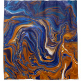 Rideaux De Douche Bleu et cuivre Art moderne Abstrait (Devant)