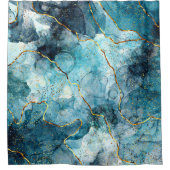 Rideaux De Douche Bleu et doré marbre (Devant)