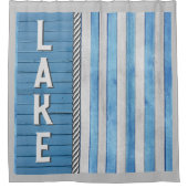Rideaux De Douche Bleu et gris sur le thème du lac (Devant)