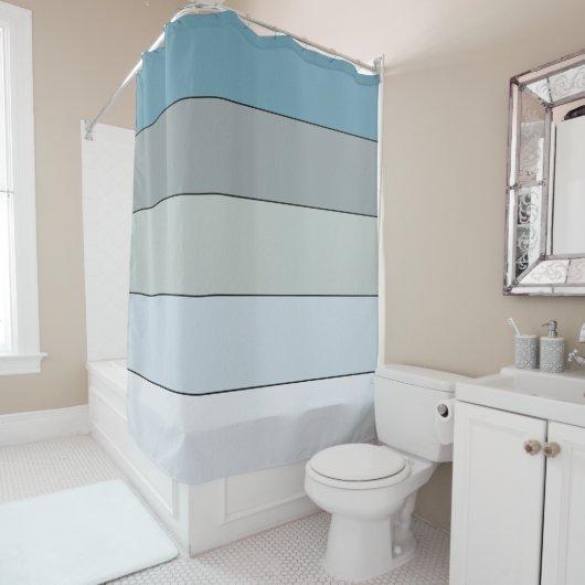 Rideaux De Douche Bleu Et Gris Sur Papier Aquarelle (En situation)