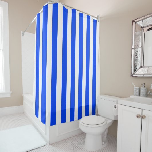 Rideaux De Douche Bleu et Motif blanc pour voiles verticales (En situation)