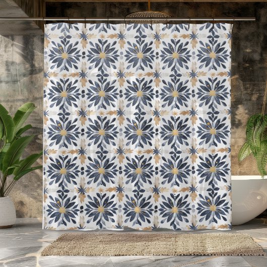 Rideaux De Douche Bleu et or