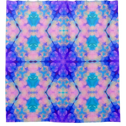 Rideaux De Douche Bleu et rose Gradient Pastel Bubble Art (Devant)