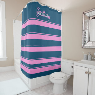 Rideaux De Douche Bleu et rose Motif personnalisé