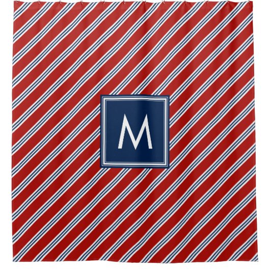 Rideaux De Douche Bleu et rouge de la préppine (Devant)