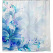 Rideaux De Douche Bleu Floral Abstrait Et Blanc (Devant)