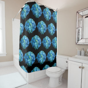 Rideaux De Douche Bleu floral bleu fleurs bleues Hydrangea