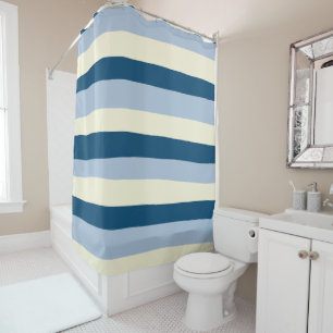 Rideaux De Douche Bleu foncé, Bleu clair et Crème