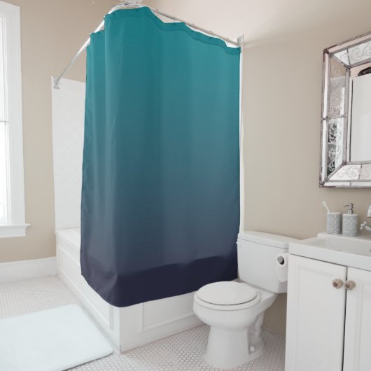 Rideaux De Douche Bleu foncé et ombré sarcelle (En situation)