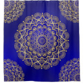 Rideaux De Douche Bleu foncé et or élégant (Devant)