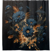 Rideaux De Douche Bleu foncé Marine & or Rustique Floral Glam Boho (Devant)