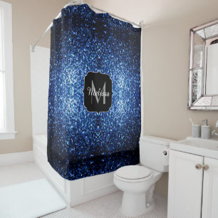 Rideaux De Douche Bleu foncé profond brillant faux paillettes scinti