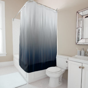 Rideaux De Douche Bleu Gris Asymétrique Plein Impression
