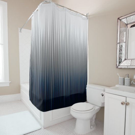 Rideaux De Douche Bleu Gris Asymétrique Plein Impression (En situation)