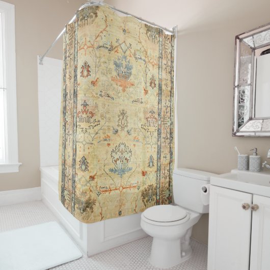 Rideaux De Douche Bleu gris jaune Dusty Raffiné  (En situation)