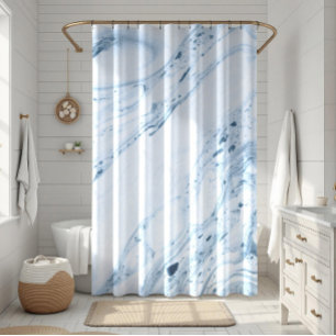 Rideaux De Douche Bleu-gris marbre tourbillons arrière - plan