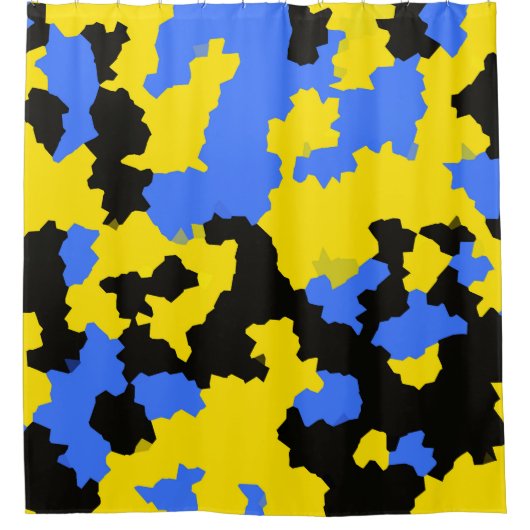 Rideaux De Douche Bleu Jaune Noir Conception abstraite (Devant)