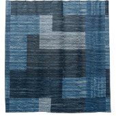 Rideaux De Douche Bleu Jean patch Work Faux Burlap (Devant)