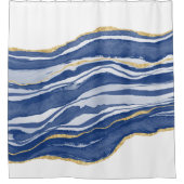 Rideaux De Douche Bleu Marbre Agate Parties scintillant or (Devant)