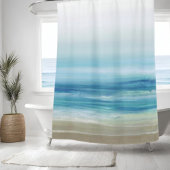 Rideaux De Douche Bleu marin Aquarelle Océan Waves Plage côtière