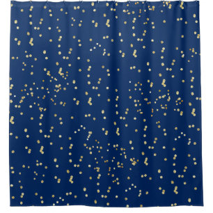 Rideaux De Douche Bleu marine avec le pois dispersé par confettis