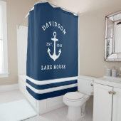 Rideaux De Douche Bleu marine Custom Family Lac House (En situation)