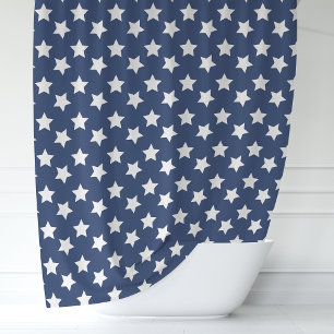 Rideaux De Douche Bleu marine et étoiles blanches