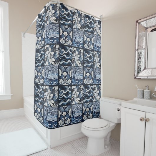 Rideaux De Douche Bleu marine moderne (En situation)
