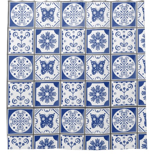 Rideaux De Douche Bleu Méditerranée (Devant)