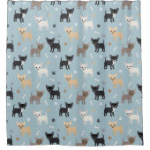 Rideaux De Douche Bleu mignon de motif de chiwawa (Devant)