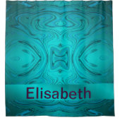 Rideaux De Douche bleu, moderne motif incurvé avec différentes fract (Devant)