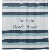 Rideaux De Douche Bleu nautique rayé personnalisé (Devant)