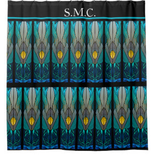 Rideaux De Douche Bleu Noir Blanc Tige Verre