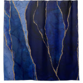 Rideaux De Douche Bleu & Or Agate Glam moderne Minimal (Devant)