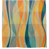 Rideaux De Douche Bleu Orange Et Beige Abstrait (Devant)