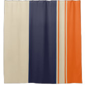 Rideaux De Douche Bleu orange et rayures de couleur bleue (Devant)