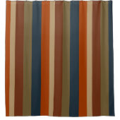 Rideaux De Douche Bleu, orange, olive et bandes de sable (Devant)