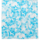 Rideaux De Douche Bleu peint à la floraison tropicale (Devant)