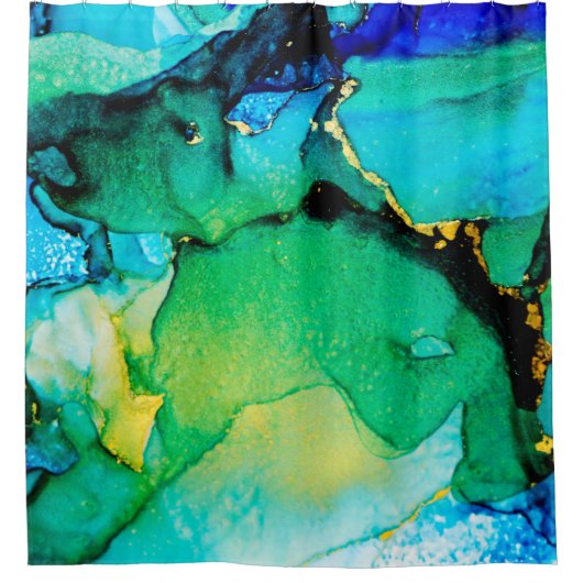 Rideaux De Douche BLEU PERSIEN, vert chartreuse. Très beau art (Devant)