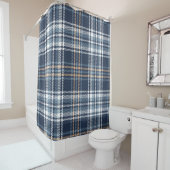 Rideaux De Douche Bleu Plaid Herringbone : Tartan Vintage (En situation)