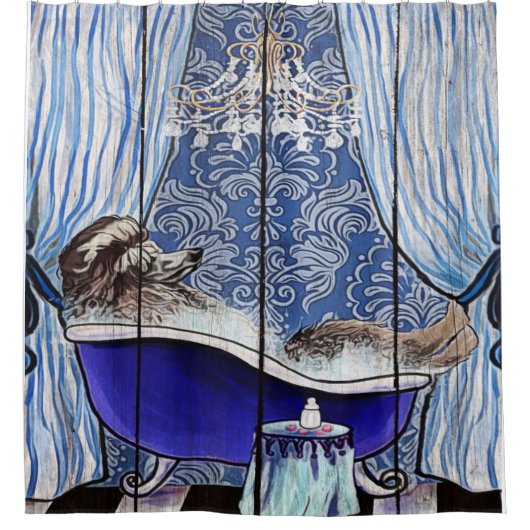 Rideaux De Douche Bleu Poodé Art Lover cadeau - mignon, Drôle cadeau (Devant)