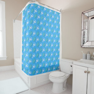 Rideaux de douche bleu pour enfants avec barres de