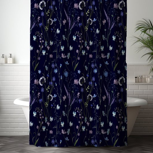 Rideaux De Douche Bleu pourpre joli Fleur sauvage motif floral